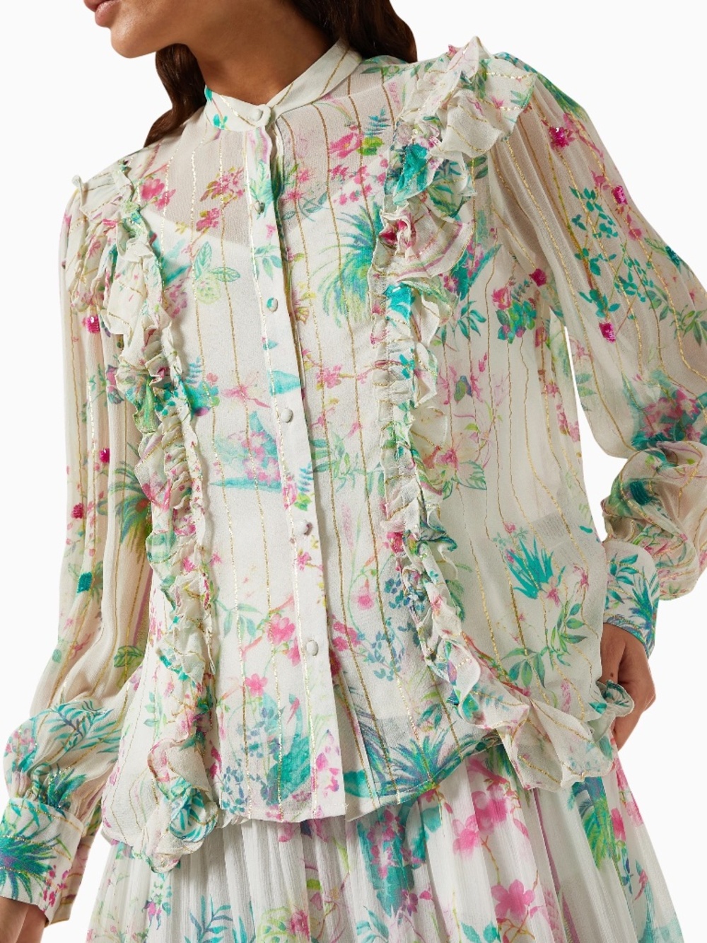 HEMANT & NANDITA Zaina Shirt in Viscose Georgette
